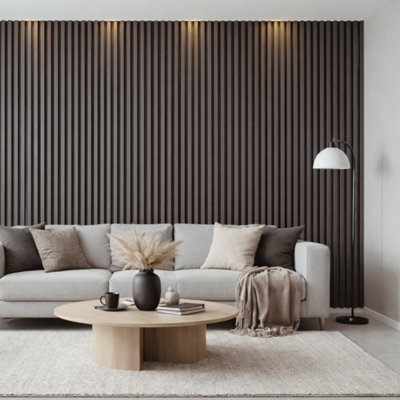 Wood Panel Co Concrete Effect Acoustic Slat Panel 240Cm X 60Cm 2 Pack from B&Q