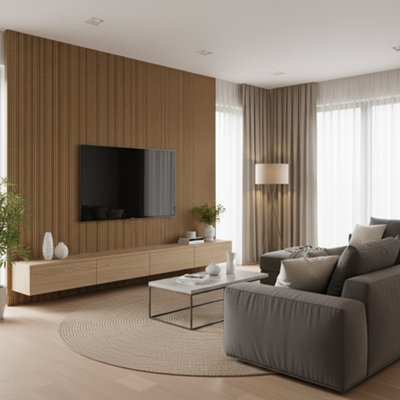 Accent Floors and Walls Modern Fluted Wall Panels For Feature & Media Walls Water-ResistantFire-RatedEasy Install In Tuscan Bronze Arc from B&Q