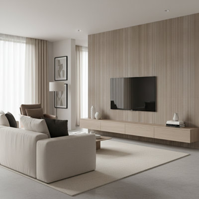 Accent Floors and Walls Modern Wpc Curved Wall Panels For Feature & Media Walls Water-ResistantFire-RatedEasy Install In Verona Stone Arc from B&Q