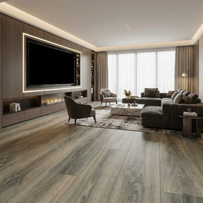 B&Q -  Alberta Ashen Oak 8852 8mm Click Laminate Flooring (1.99 M² Pack)