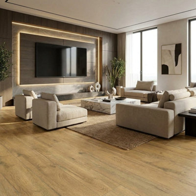 B&Q -  Alberta Bleached Oak 8835 8mm Click Laminate Flooring (1.99 M² Pack)