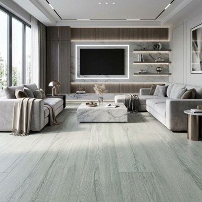 B&Q -  Alberta Frosted Grey 8841 8mm Click Laminate Flooring (1.99 M² Pack)