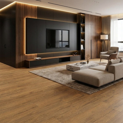 B&Q -  Alberta Rustic Oak 2096 8mm Click Laminate Flooring (1.99 M² Pack)