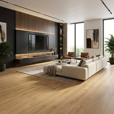 B&Q -  Alberta Blond Oak 2158 8mm Click Laminate Flooring (1.99 M² Pack)