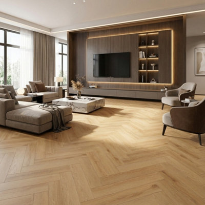 Accent Floors And Walls Blond Oak Herringbone 12mm Laminate Flooring Ac3 from B&Q