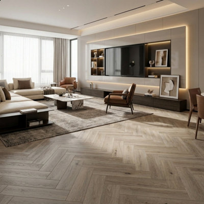 Accent Floors And Walls Cappuccino Oak Herringbone 12mm Laminate Flooring Ac3 5 Pack from B&Q