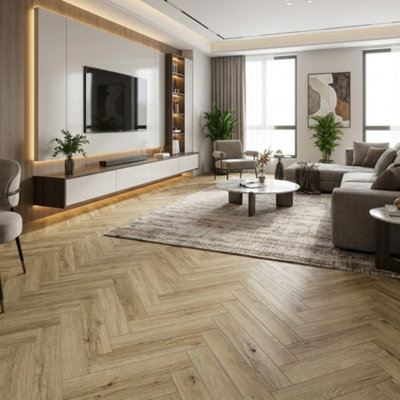 Accent Floors And Walls Limed Oak Herringbone 12mm Laminate Flooring Ac3 from B&Q