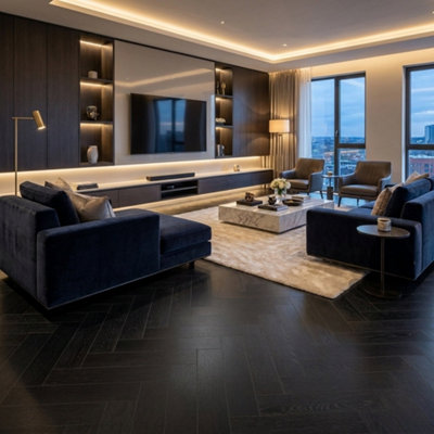 Accent Floors And Walls Midnight Oak Herringbone 12mm Laminate Flooring Ac3 10 Pack from B&Q