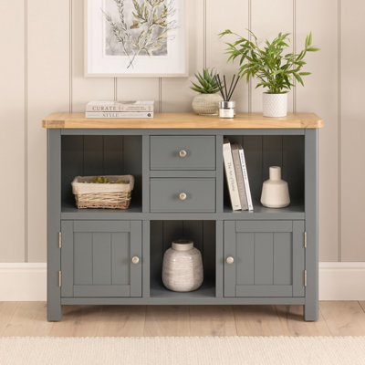 The Furniture Market Marbury Slate Grey Painted Low Open Display Shelf Unit Bookcase from B&Q