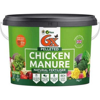 Vitax Pelleted Chicken Manure Fertiliser 7Kg TubOrganic Natural Garden Feed from B&Q