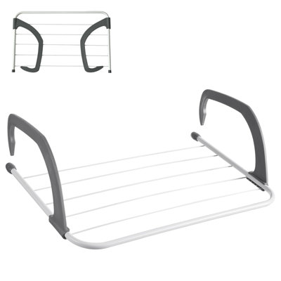 5 Bar Radiator Airer White Over Radiator Clothes Drying Rack Foldable Indoor Laundry Hanger Towels Socks Garments (Pack Of 1)