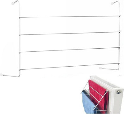 4 Bar Radiator Airer White Over Radiator Clothes Drying Rack Indoor Laundry Dryer Towels Socks Small Garments( Pack Of 1) from B&Q