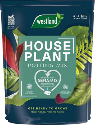  - Westland Peat-Free Indoor Houseplant Potting Compost 4L Seramis Enriched Moisture Guard Substrate