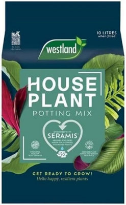  - Westland Houseplant Potting Mix 10L Quad Peat Free Soil Seramis & Perlite Enriched Indoor Compost