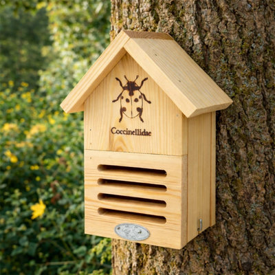 Ckb Ltd Wooden Ladybird House For Garden Pinewood Habitat Box Hotel Outdoor Home Insect Bug Shelter With Outside Keyhole Hanging from B&Q
