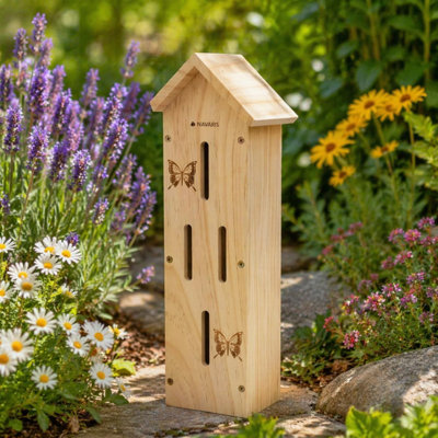 Butterfly House Wooden Hotel Garden Enclosure Outdoor Habitat Butterflies Nest - Image 2