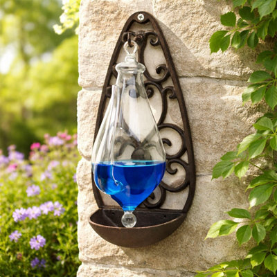Ckb Ltd Traditional Storm Glass Bottle Weather Forecaster Barometer With Cast Iron Base With Blue LiquidOutdoor Weather Décor from B&Q