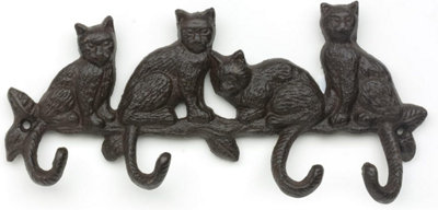 Ckb Ltd Coat Rack Wall Mounted Cast Iron Cat Tail Hooks Rustic Decorative 4 Peg RailMulti-Purpose Heavy Duty Metal Hanging Hook from B&Q