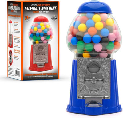 Ckb Ltd Small Gumball Machine Retro Sweet Dispenser Piggy Bank Money Box Coin Operated Saver H23Cm Size 23 X 12.5 X 11.5Cm (Blue) from B&Q