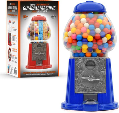 CKB Ltd Large Gumball Machine Retro Sweet Dispenser Storage Piggy Bank Money Box Coin Operated Saver H28Cm Size 28 X 15.3 X 16.5Cm (Blue) from B&Q