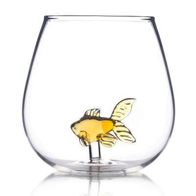 Ckb Ltd Novelty Goldfish Themed Design Drinking Glass 500Ml Tumbler Glassware Gift Boxed (Clear) Single 1Pc from B&Q