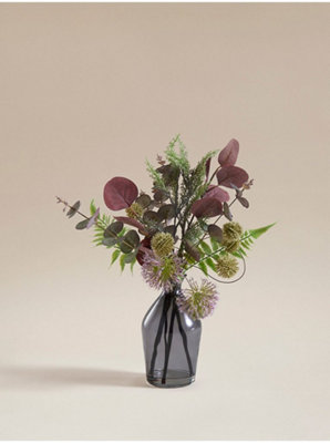 Biznest Artificial Plum Foliage Faux Floral Arrangement Plastic Ferns Purple Natural Look Artful Autumnal Decoration 46X21X11 Cm from B&Q