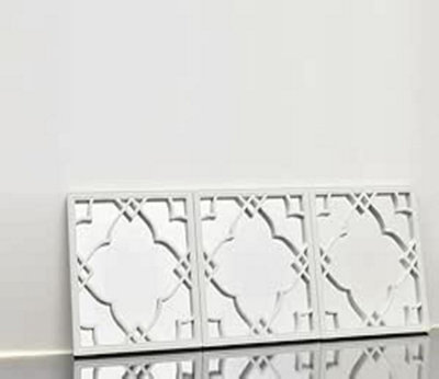 Biznest Set Of 3 Silver Moroccan Tile Mirrors Moroccan Art Hanging Mirror Square Hanging Wall Decor Small Sliver Home ( White ) from B&Q