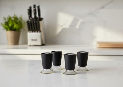 Biznest Set Of 4 Feet For Universal Hob Cover Rubber Base All Types Of Cookers Anti-Slip Replacement Leg Worktop Saver Black 5X3Cm from B&Q