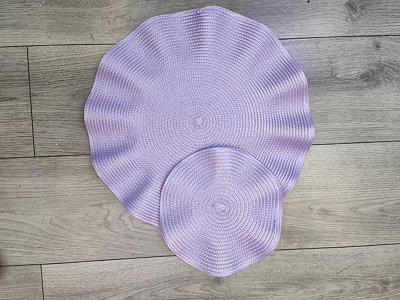 Biznest 8Pcs Set Round Wavy Rattan 4X Placemats 4X Coasters Dining Table Purple 38Cm from B&Q