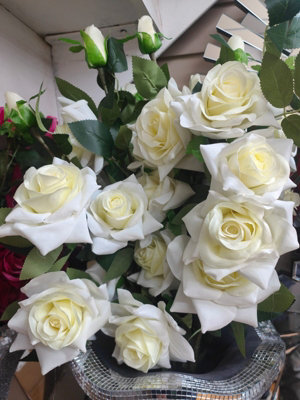 Biznest 5Pc Lemon Artificial Rose Flower Bunch Faux Stem Branch (5 Heads) Green Leaves For Wedding Centerpieces Floral Arrangement