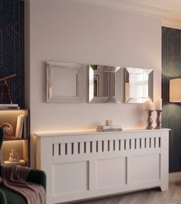 B&Q -  Set Of 3 Silver Bevelled Edges 3D Square Wall Hanging Mirror Plastic Framed Home Décoration Gift Idea 39.5X39.5X3Cm