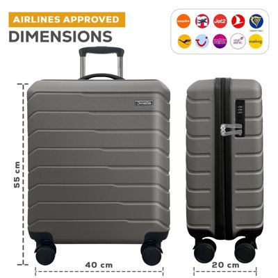 Pamposh Cabin Suitcase Carry On Hand Luggage Abs Hard Shell Ryanair Underseat Compatible 20 Inch Travel Bag Lightweight 4 Spinner Wheels