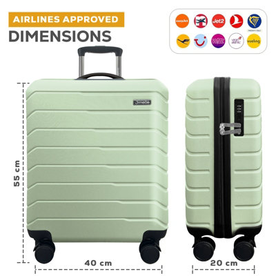 Pamposh Cabin Suitcase Carry On Hand Luggage Abs Hard Shell Ryanair Underseat Compatible 20 Inch Travel Bag Lightweight 4 Spinner Wheels