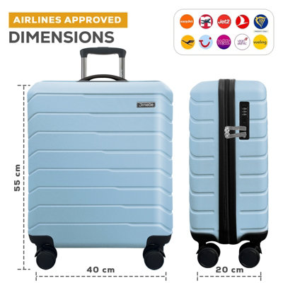 Pamposh Cabin Suitcase Carry On Hand Luggage Abs Hard Shell Ryanair Underseat Compatible 20 Inch Travel Bag Lightweight 4 Spinner Wheels