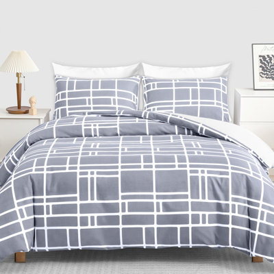 B&Q -  Double Duvet Set Premium Brushed Microfiber Duvet Cover Double Ultrasoft  Duvet Double Cover Set With Zipper Closure