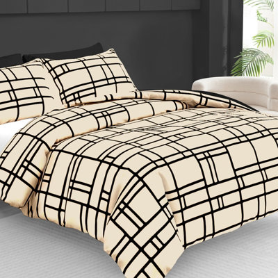 B&Q -  Double Duvet Set Premium Brushed Microfiber Duvet Cover Double Ultrasoft  Duvet Double Cover Set With Zipper Closure