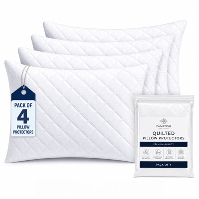 B&Q -  Quilted Pillow Protectors 4 Pack Premium Microfiber Pillow Covers Ultrasoft Breathable Pillow Cases With Zipper Closure