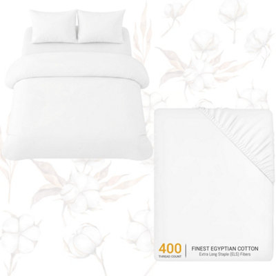 Pamposh Luxury 3Pc Egyptian Cotton Single Duvet Cover Set With ZipperCorner TiesMatching Pillowcase & Fitted Sheet Full Bedding Set from B&Q