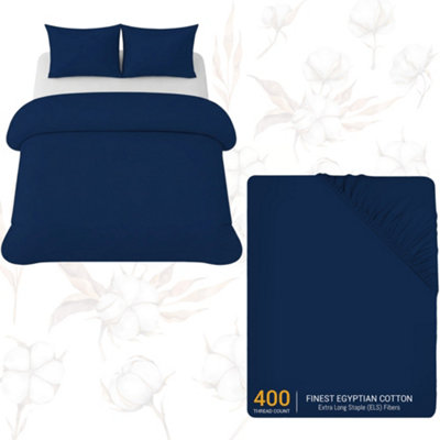 Pamposh Luxury 3Pc Egyptian Cotton Single Duvet Cover Set With ZipperCorner TiesMatching Pillowcase & Fitted Sheet Full Bedding Set from B&Q
