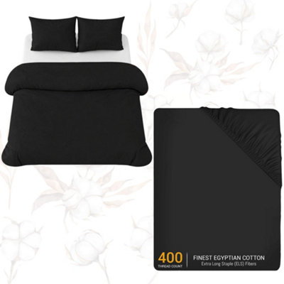 Pamposh Luxury 3Pc Egyptian Cotton Single Duvet Cover Set With ZipperCorner TiesMatching Pillowcase & Fitted Sheet Full Bedding Set from B&Q