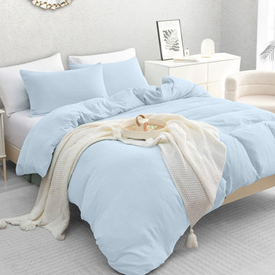 B&Q -  Super King Size Duvet Cover Set Pre-Washed Microfibre Bedding Set Lightweight Premium Quilt Cover Set With Zipper Closure