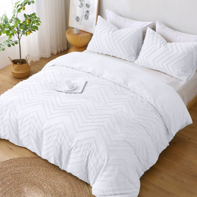 Pamposh Tufted King Size Duvet Cover Sets Double Brushed Microfibre With Zipper Closure Ultrasoft Breathable Kingsize Duvet Cover B&Q