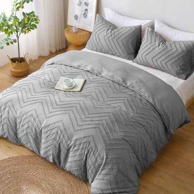 Pamposh Tufted King Size Duvet Cover Sets Double Brushed Microfibre With Zipper Closure Ultrasoft Breathable Kingsize Duvet Cover B&Q