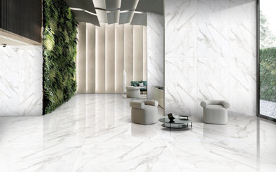 68 X Classic Estatuario Mirror Marble Effect Matt Porcelain Indoor Wall & Floor TilesTotal Cov. 48.96M2 (1200X600mm Per Tile) from B&Q
