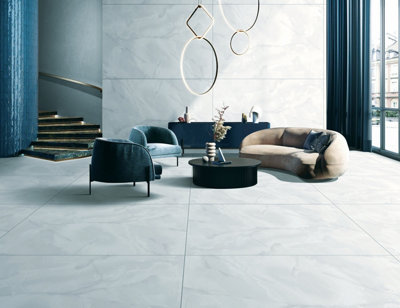 6 X Onyx Nyle  Marble Effect Satin Porcelain Indoor Wall & Floor TilesTotal Coverage 4.32M2 (1200mm X 600mm Per Tile) from B&Q