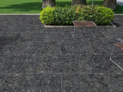 40 X Terazzo Nero Terrazzo EffectMatt Anti-Slip Porcelain Outdoor Paver TilesTotal Coverage 21.6M2 (900mm X 600mm Per Tile) from B&Q