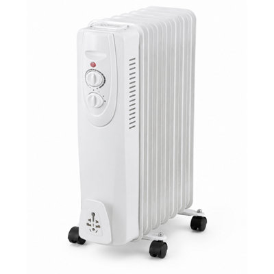 Home Treats Oil Filled Radiator With Thermostat Control Electric Heater 9 Fin White