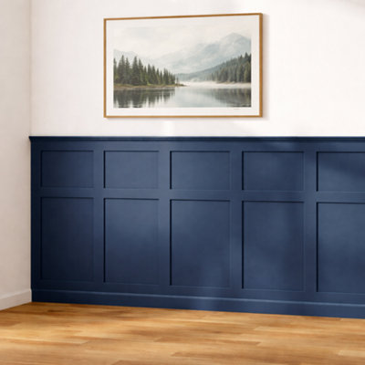 B&Q -  Wooden Wall Panelling Kit Wall Moulding Dado Rail Ready To Paint Set Mdf Panel Wood