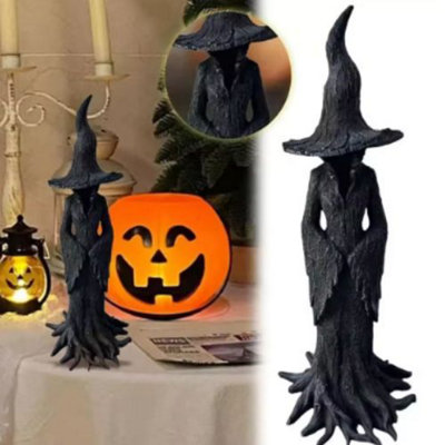 30Cm Halloween Witch Statue Cookie Jar Scary Girl Ghost Black Ornaments