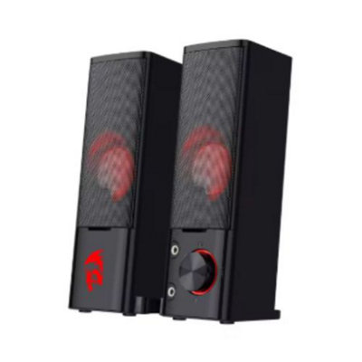 B&Q Pc Gaming Speakers 2.0 Channel Compact Desktop Sound Bar With Deep Bass, Red Led Backlight & Sleek 7 Inch Height Design